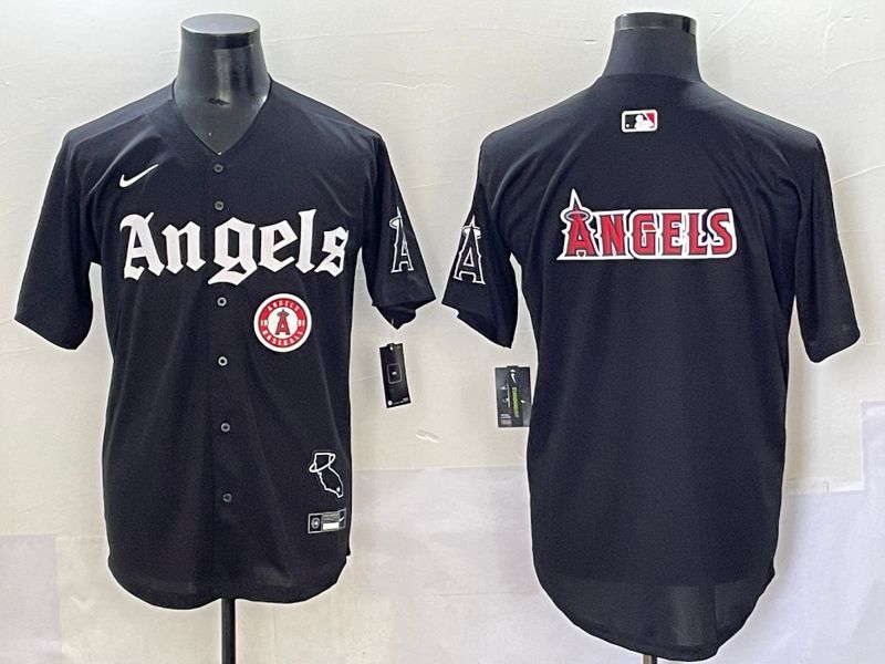 Men 2025 Los Angeles Angels Blank Black Five generations Joint Name Nike MLB Jersey style 12->los angeles angels->MLB Jersey